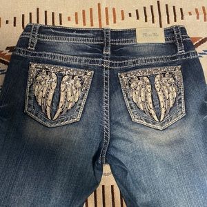 Miss me jeans. Size 30. Angel wing embellished pockets.